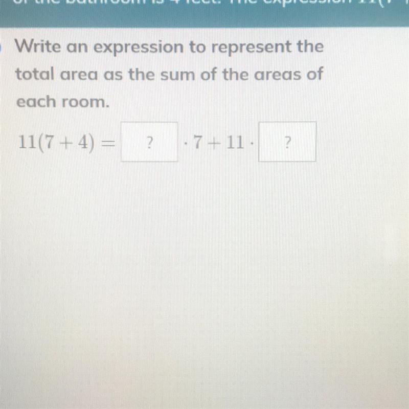 11(7+4)=__•7+11•__ Help pls-example-1