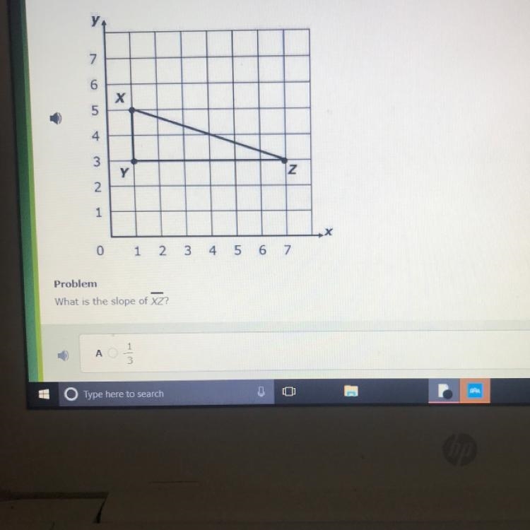 Problem What is the slope of XZ?-example-1