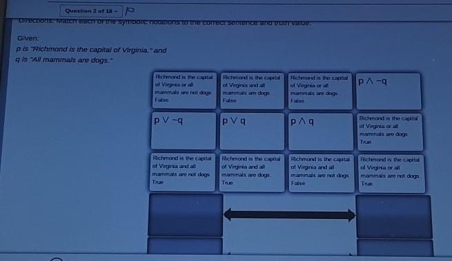 The directions say match each of the symbolic notations to the correct sentence and-example-1