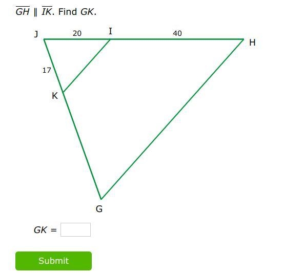 GH∥IK. Find GK. I need help with this please-example-1