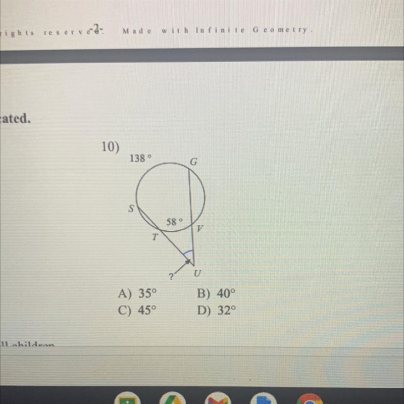 Find the measure of the angle indicated￼-example-1