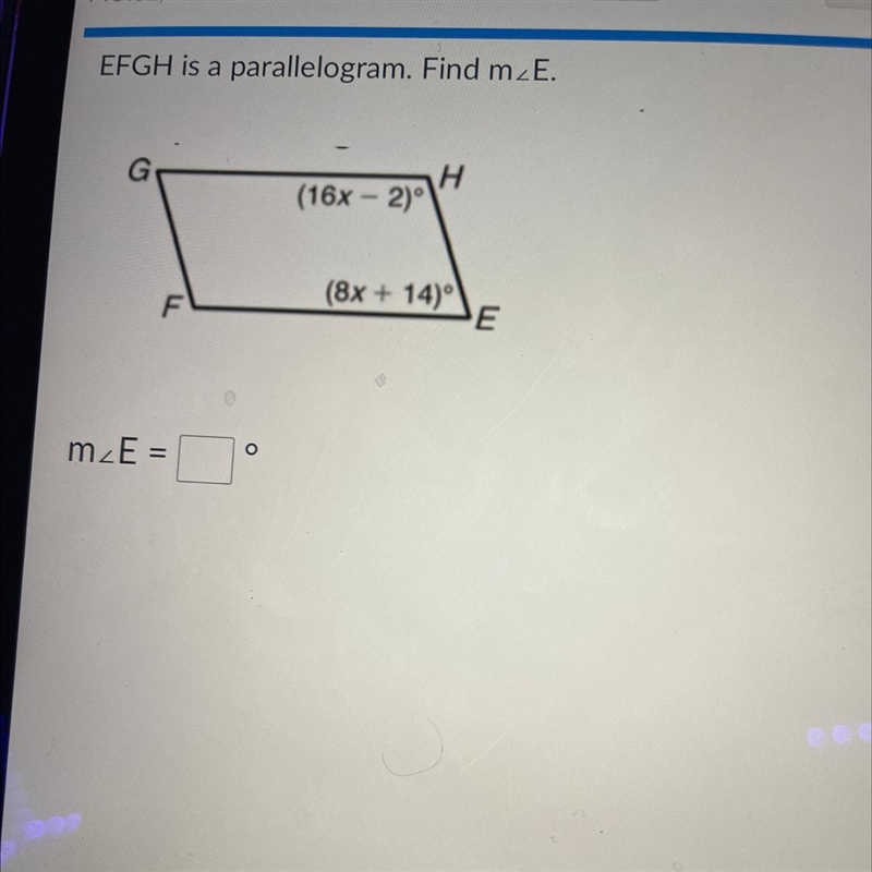 EFGH is a parallelogram. Find m-example-1