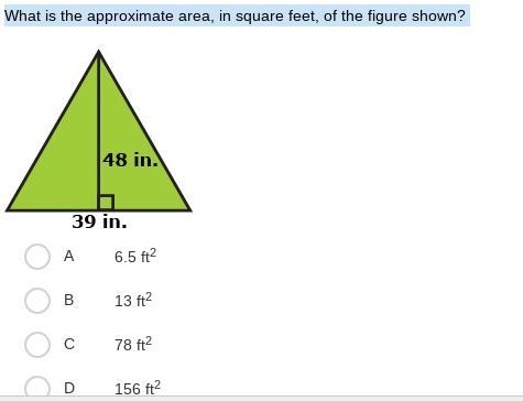 What is the approximate area, in square feet, of the figure shown?-example-1