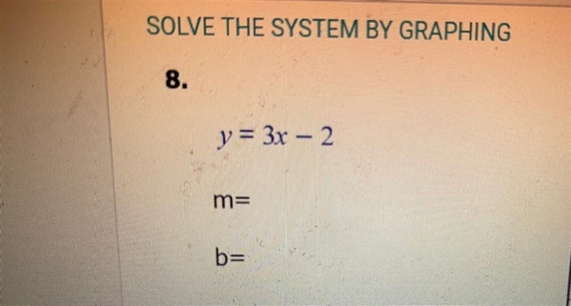 8 . y = 3x - 2 m= b=-example-1