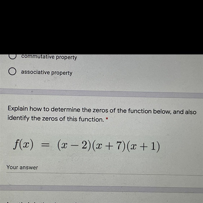 Explain how to determine the zeros of the function below, and also identify the zeros-example-1