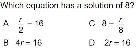 Which equation has a solution of 8?-example-1