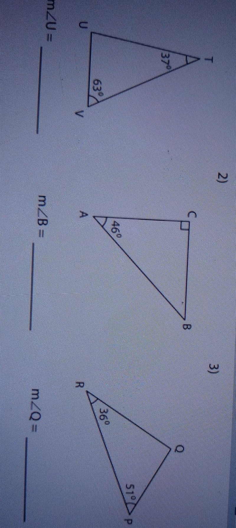 (picture is sideways) what is the measurement of angle U what is the measurement of-example-1