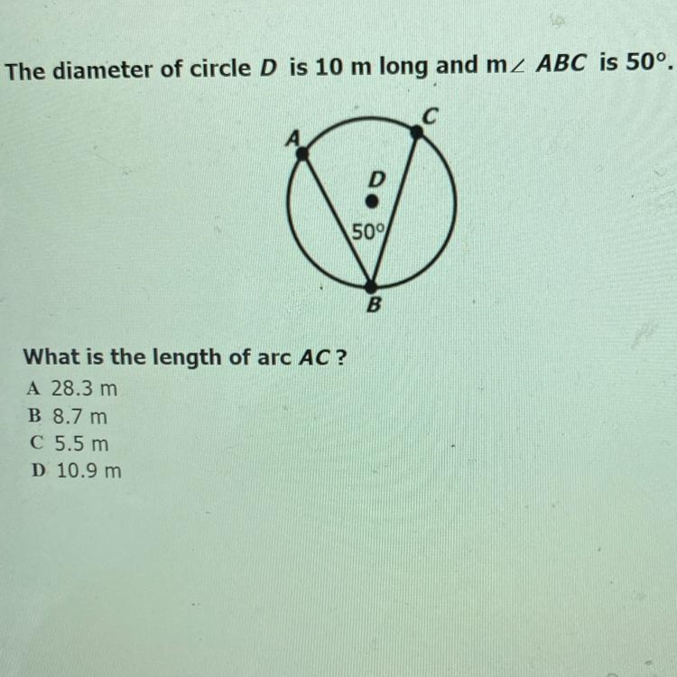 What is the length of arc AC?-example-1