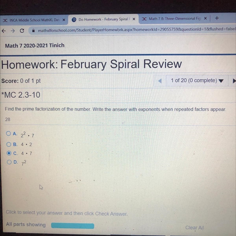 Find the prime factorization of the number. Write the answer with exponents when repeated-example-1