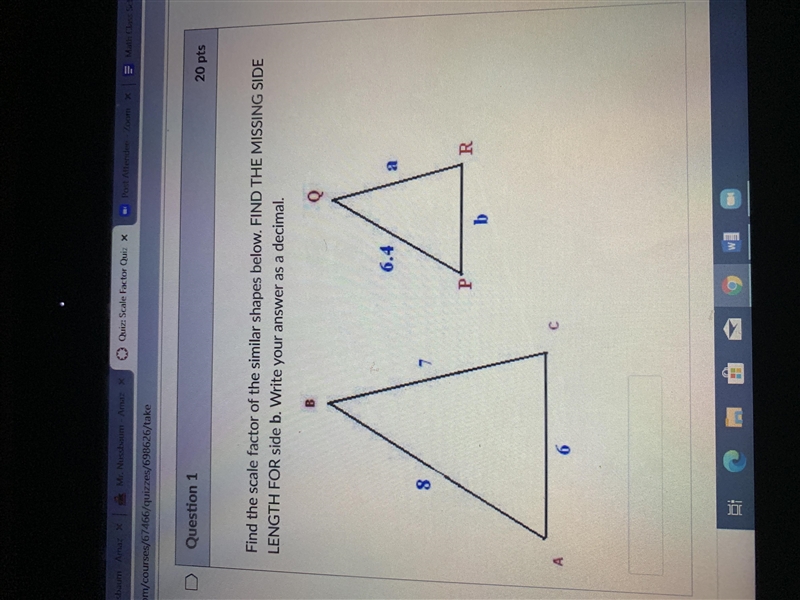 Find the scale factor of the similar shapes below.-example-1