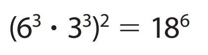 (6 to the power of 3 times 3 to the power of 3) to the power of 2 equals= 18 to the-example-1