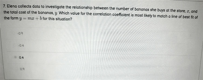 Once the prompt in image is read answer choices are: A. -0.9 B. -0.4 C. 0.4 D. 0.9​-example-1