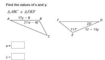 Find value of x and y PLEASE HELP IM RUNNING OUT OF TIME-example-1