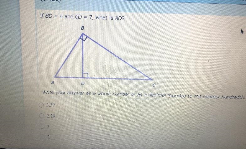 If b equals 4 and = 7 what is ad-example-1