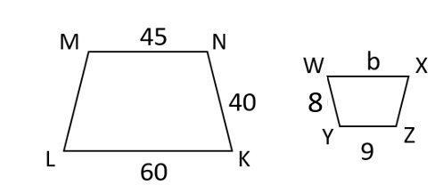 The trapezoids are similar. In the figure below KLMN ~ WXZY. What is the value of-example-1