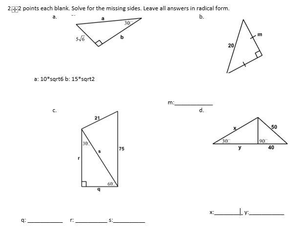 Find The Missing Sides. Question 1 Is Already Asnwered.-example-1