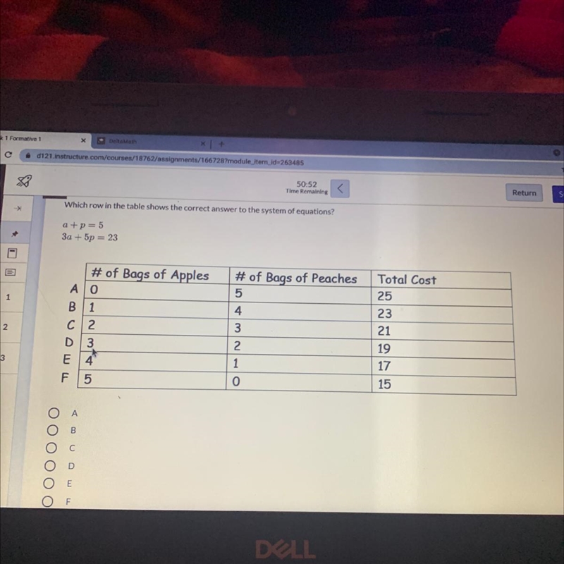 Which row in the table is the right answer for the system of equation-example-1