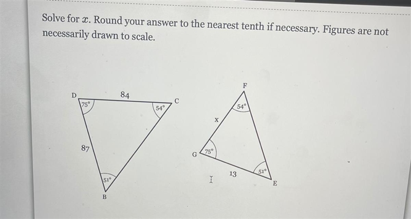 Solve for x. Round your answer to the nearest tenth if necessary.-example-1