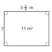 Find the unknown side length of the rectangle if its area is 11 m squared. Show your-example-1