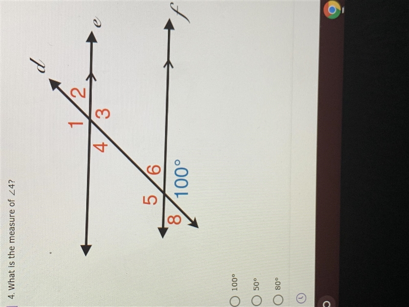 What is the measure of ∠4?-example-1