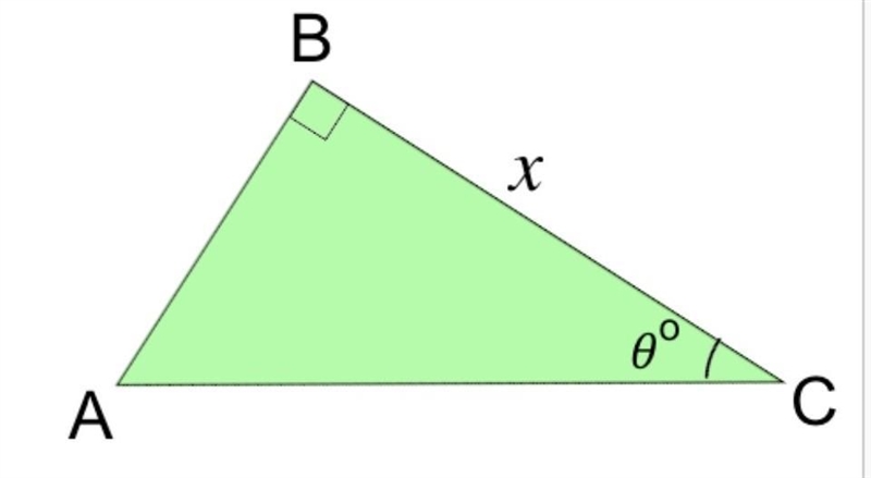 Given that x = 9.2 m and θ = 15°, work out AC rounded to 3 SF​-example-1