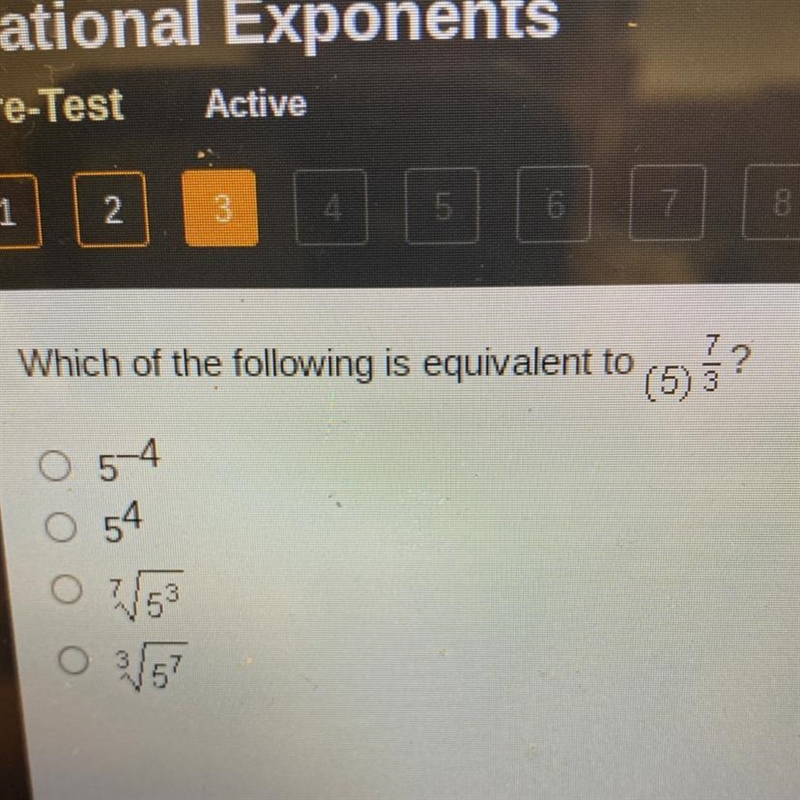 Which of the following is equivalent to (5) 3 O 54 O 54 05 O V5-example-1