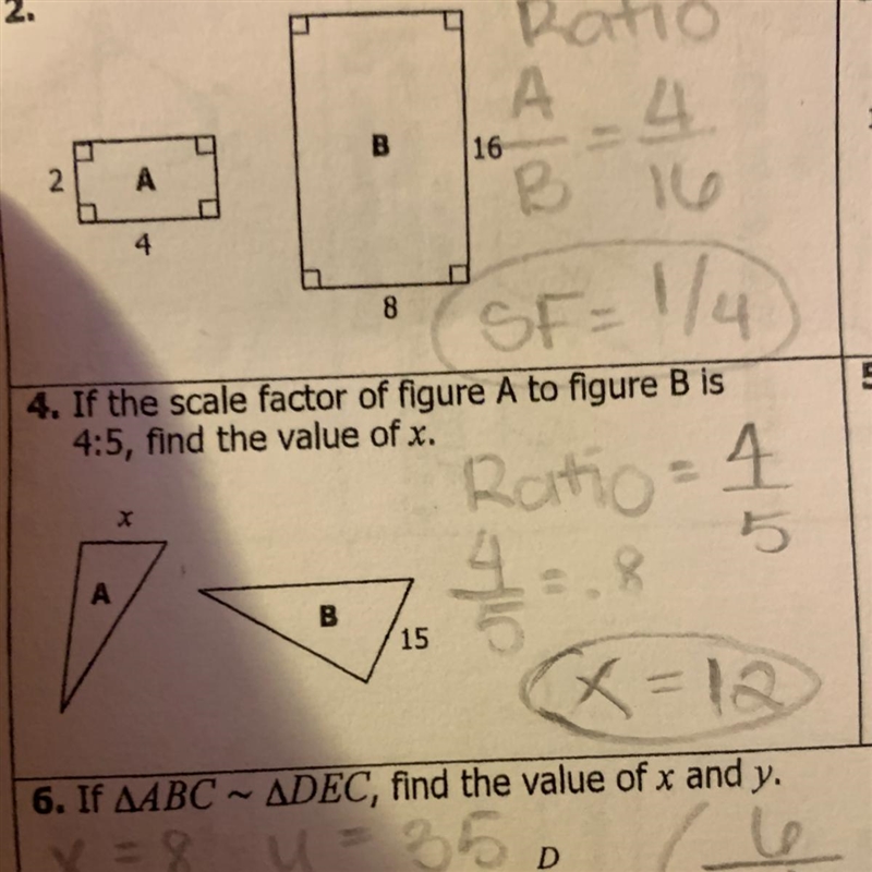 If the scale factor of figure a to figure b is 4:5, find the value of x. i’m not sure-example-1