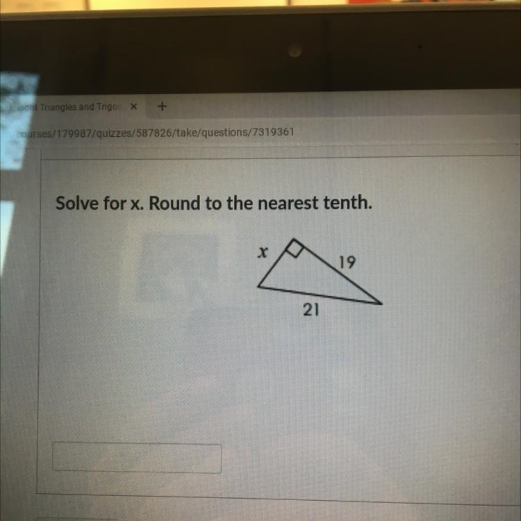 Solve for x. Round to the nearest tenth. 19 21-example-1