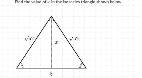 Find the value of x in the isosceles triangle shown below.-example-1