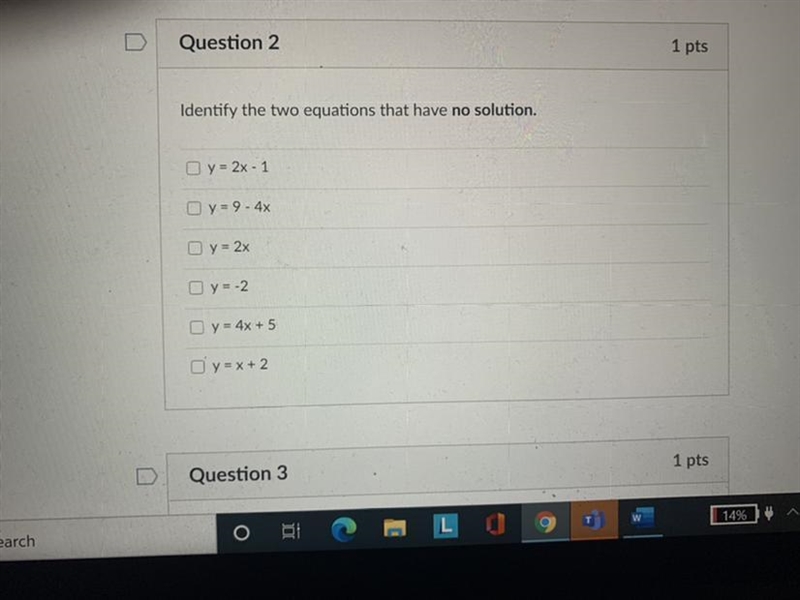 Identify the two equations that have no solution?-example-1