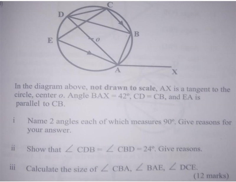 please help me, I'm stuck on the second one. ​Also for i) i got angle ABD because-example-1