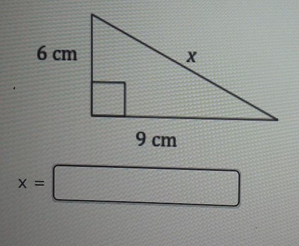 A right triangle is shown below. What is the length of the side X, to the nearest-example-1