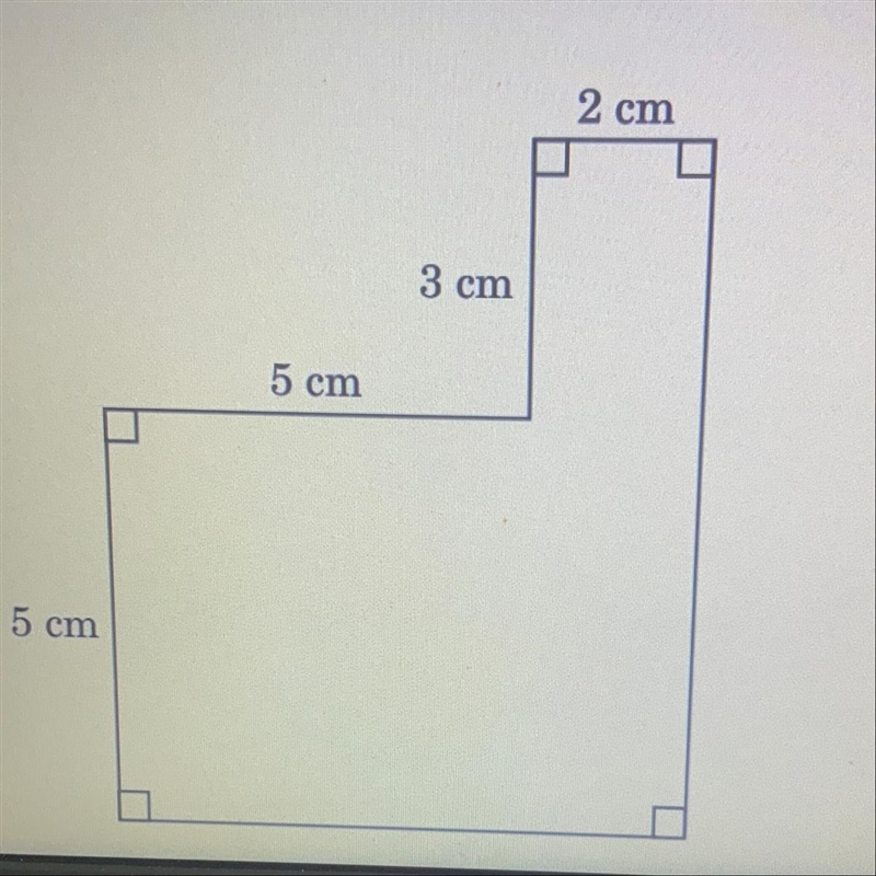 What is the perimeter, in centimeters, of the figure shown below? 2 cm 3 cm 5 cm 5 cm-example-1