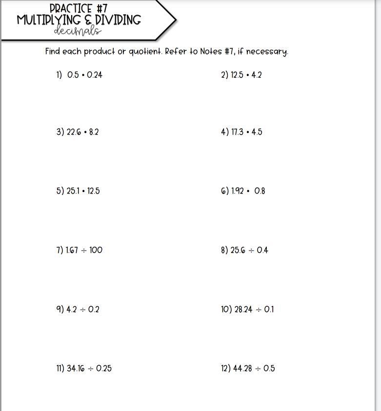 Multiplying and dividing decimals. 1-12 please hurry! giving 5 star and thanks if-example-1