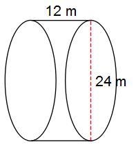 PLEASE HELP!!! What is the volume of the solid? Let π=3.14. A. 5,425.92 m3 B. 2,1714.7 m-example-1