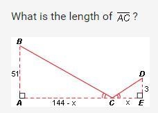 What is the length of AC A)72 B)8 C)None of these D)136 E)132 F)96-example-1