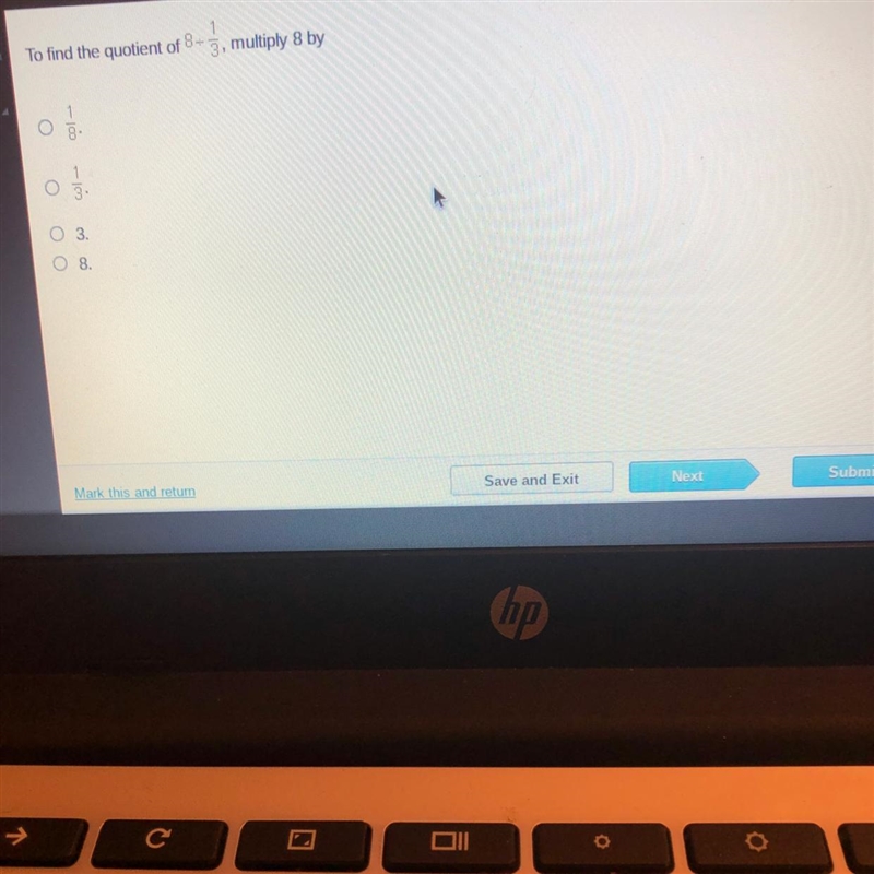 1 To find the quotient of 8- 3. multiply 8 by 1 8 o 1 3 03. 08.-example-1