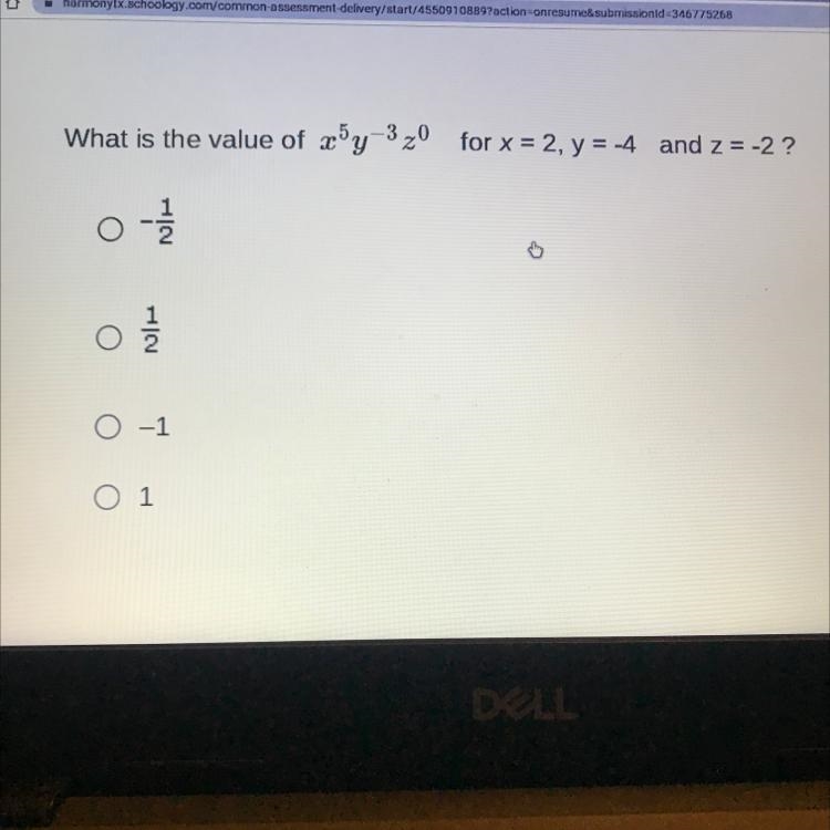 What is the value of x y 320 for x = 2, y = -4 and z = -2 ? 1 / 1 0 -1 O 1-example-1