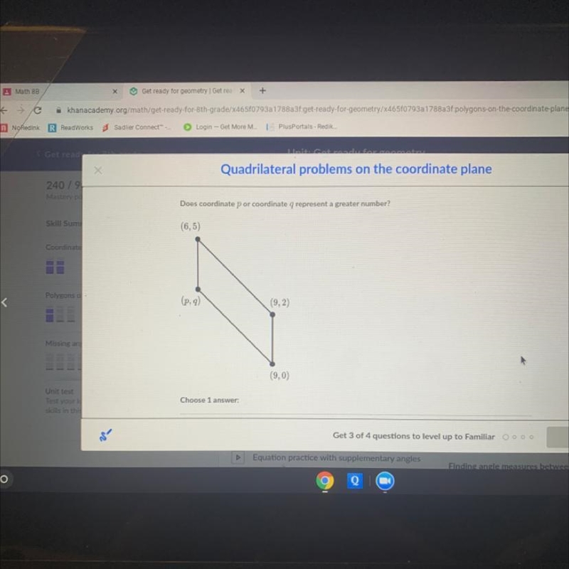 Please help!!! Does coordinate p or coordinate q represent a greater number? (6,5) (p-example-1