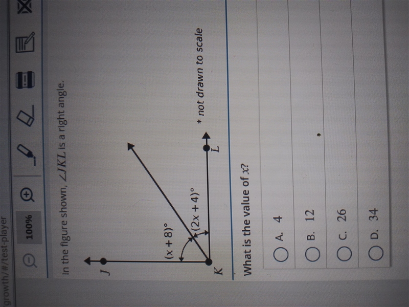 In the figure shown A) 4 B)12 C)26 D)34 HELP ASAP WILL MAKE BRIANLIEST-example-1