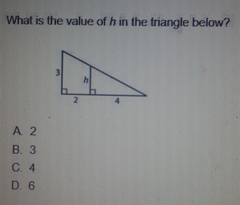 What is the value of h in the triangle below?​-example-1