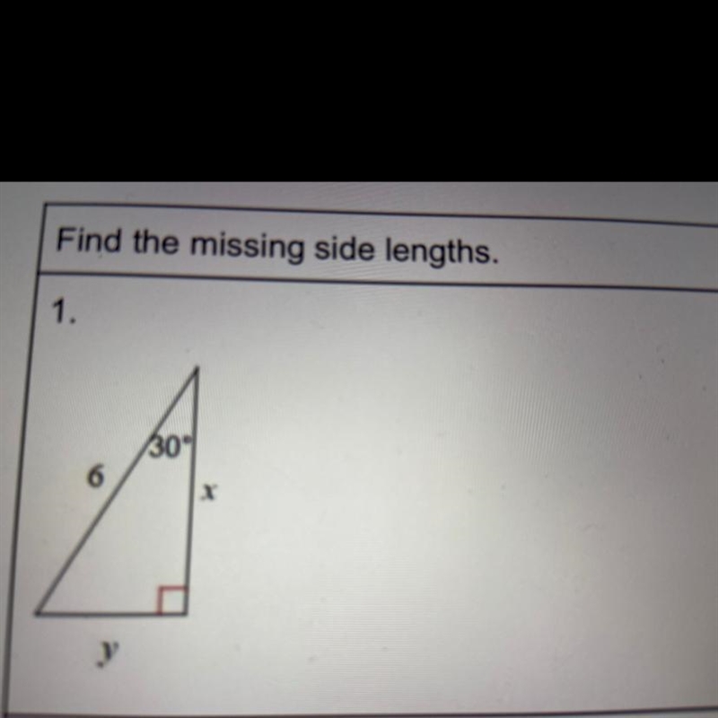 Missing length solves with a general table -long leg -hypotenuse 30-60-90-example-1