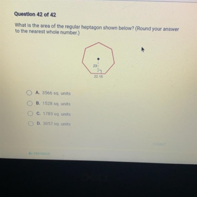 What is the area of the regular heptagon shown below? (Round your answer to the nearest-example-1