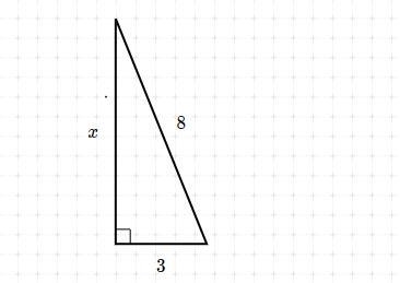 Find the value of x in the triangle shown below. Choose 1 answer: A.) x=√55 B.) x-example-1