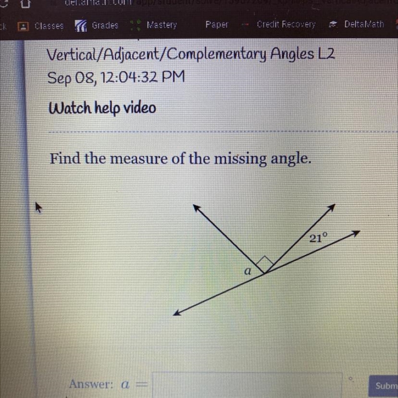 Find the measure of the missing angle.-example-1