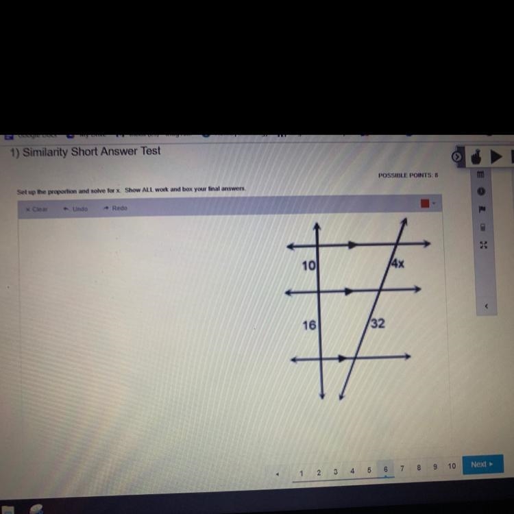 POSSIBLE POINTS: 8 Set up the proportion and solve for x Show ALL work and box your-example-1