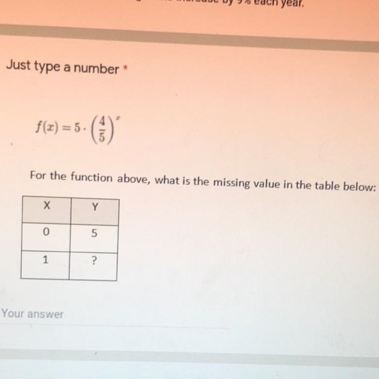 For the function above, what is the missing value in the table below:-example-1