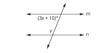 Plz help a diagram with line m parallel to line n is shown express the value of y-example-1