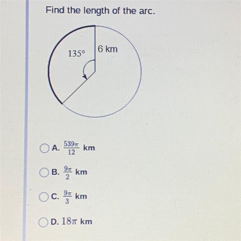 NEED HELP ASAP Find the length of the arc-example-1