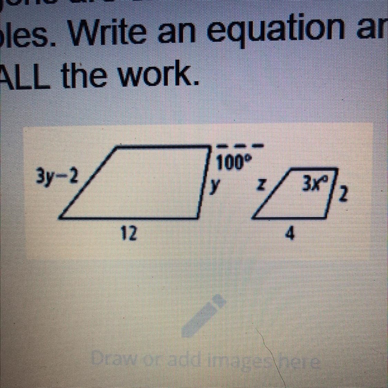 Due in 20 please help The polygons are similar. Find the values of the variables. Write-example-1